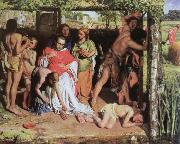 William Holman Hunt a converted british family sheltering a christian priest from the persecution of the druids Spain oil painting artist
